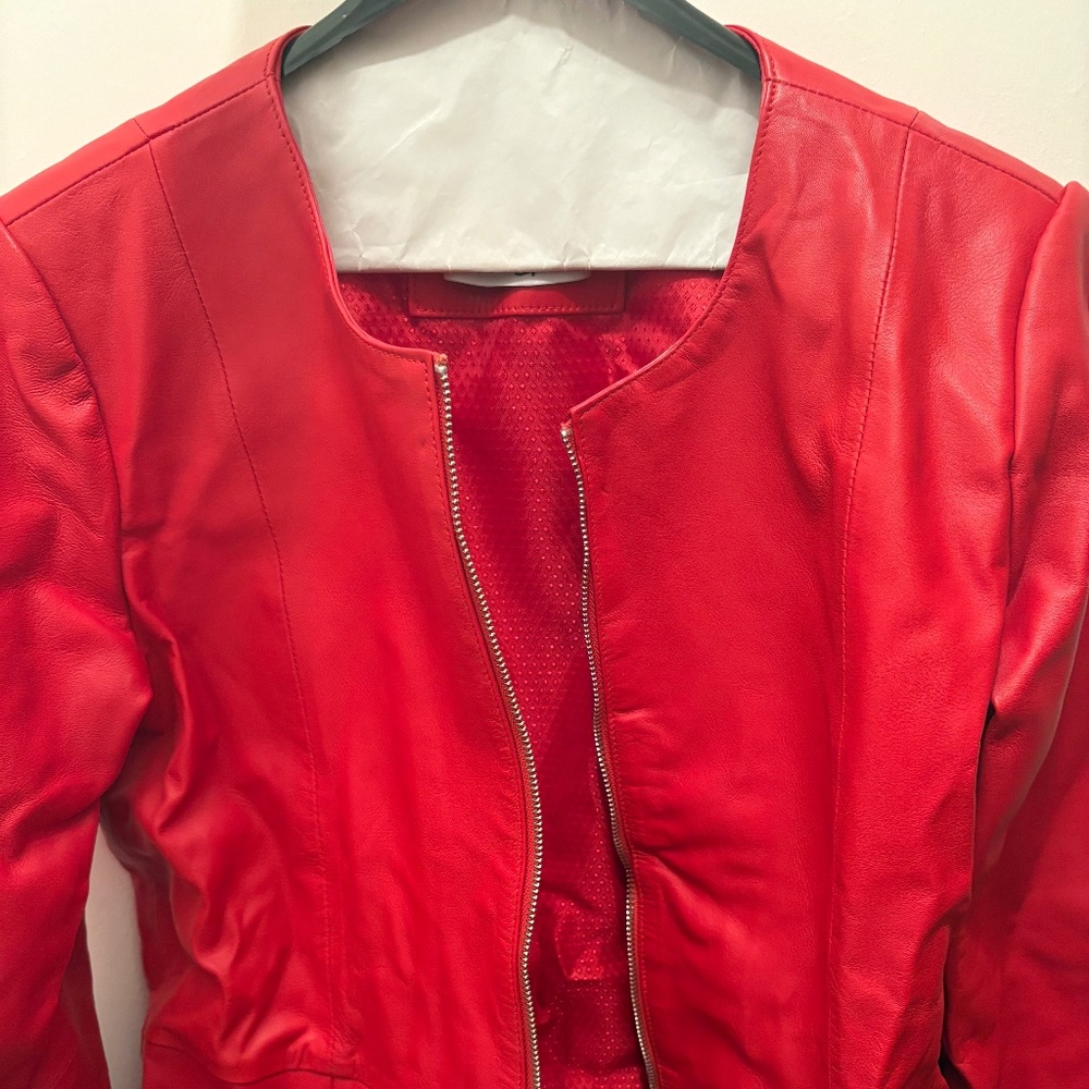 Red leather jacket